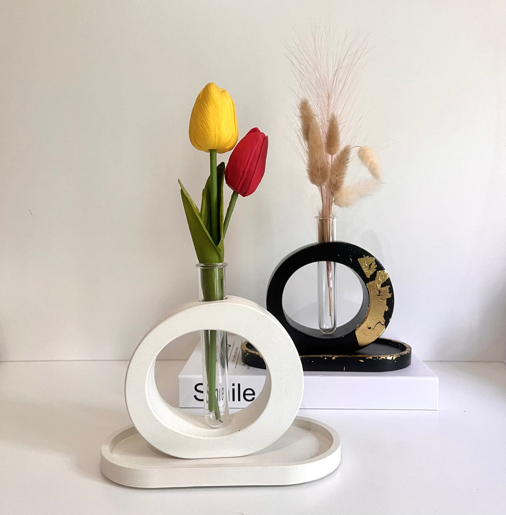 Circular Cement Vase Set