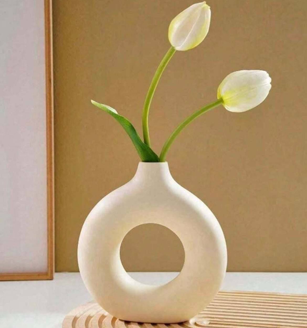Round Hollow Ceramic Vases (Set of 2)