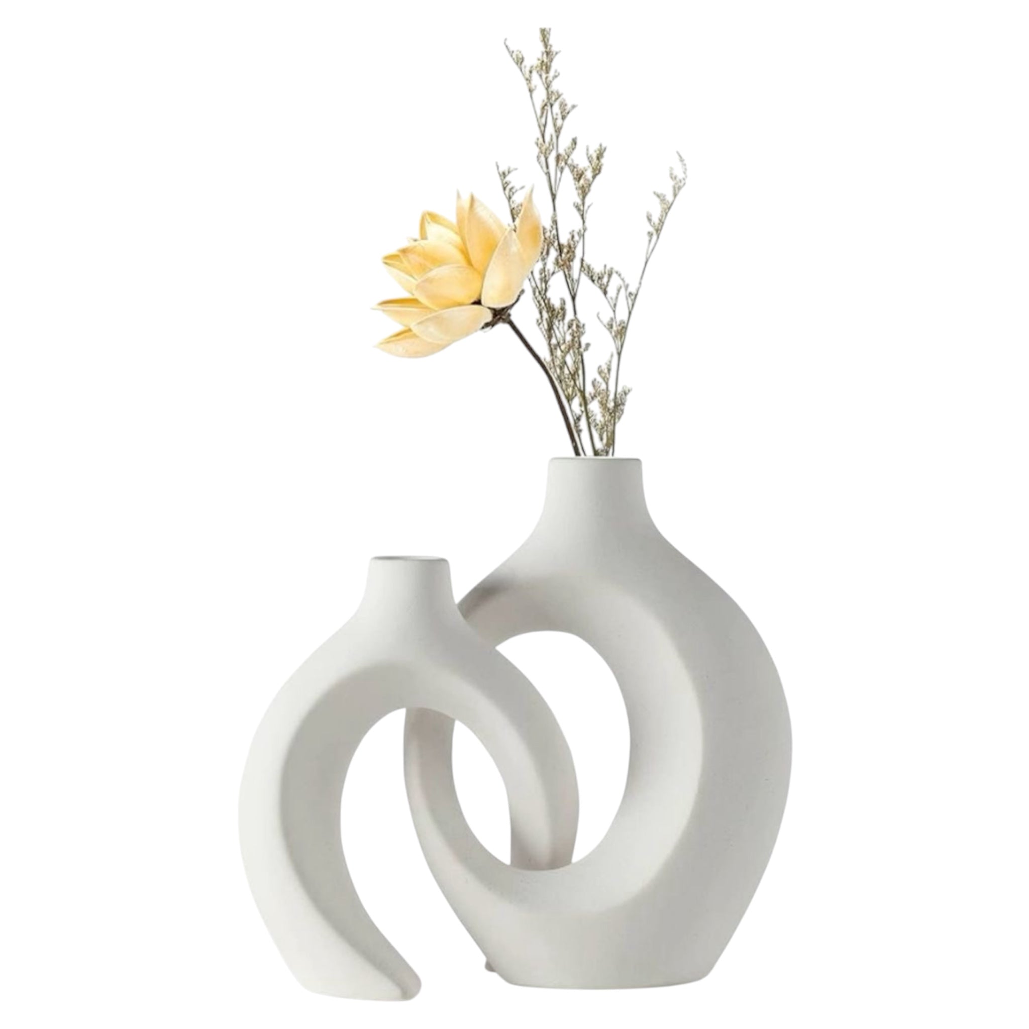 White Sculptural Double Loop Vase