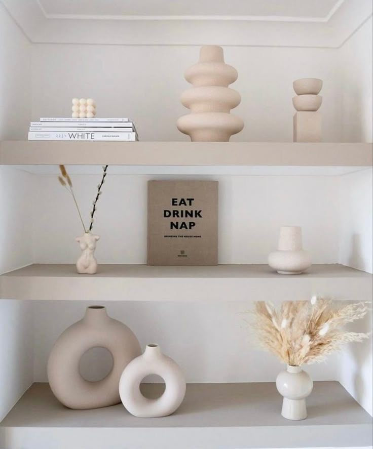 Round Hollow Ceramic Vases (Set of 2)